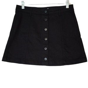 Forever 21 Button Front Mini Skirt Size 27 Denim Black Stretch Women Los Angeles